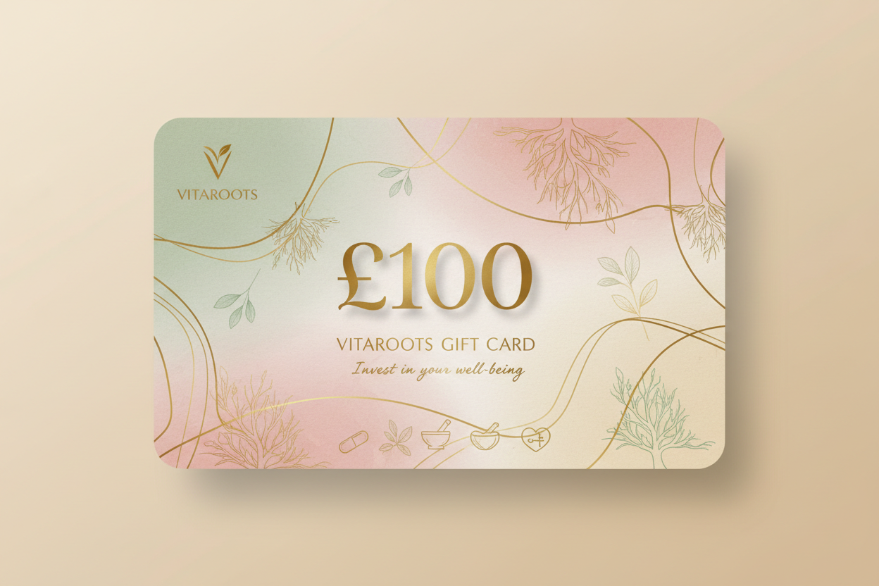 vitaroots gift card £100 supplements invest in health ethical make it look expensive and cute 